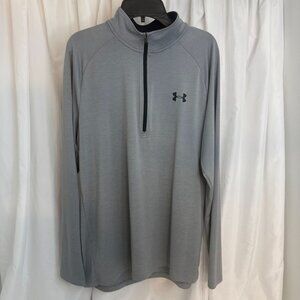 Under Armour Mens Gray 1/4 Zip Long Sleeve Athletic Pullover Medium